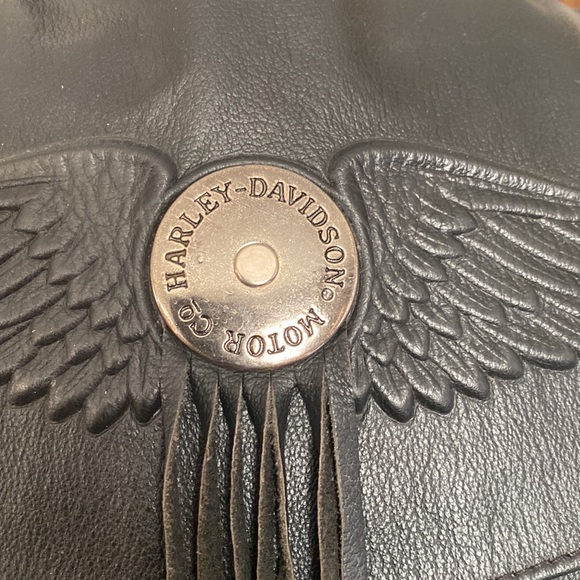 Harley Davidson black leather jacket with fringe, sz L very UNIQUE! - Picture 7 of 16